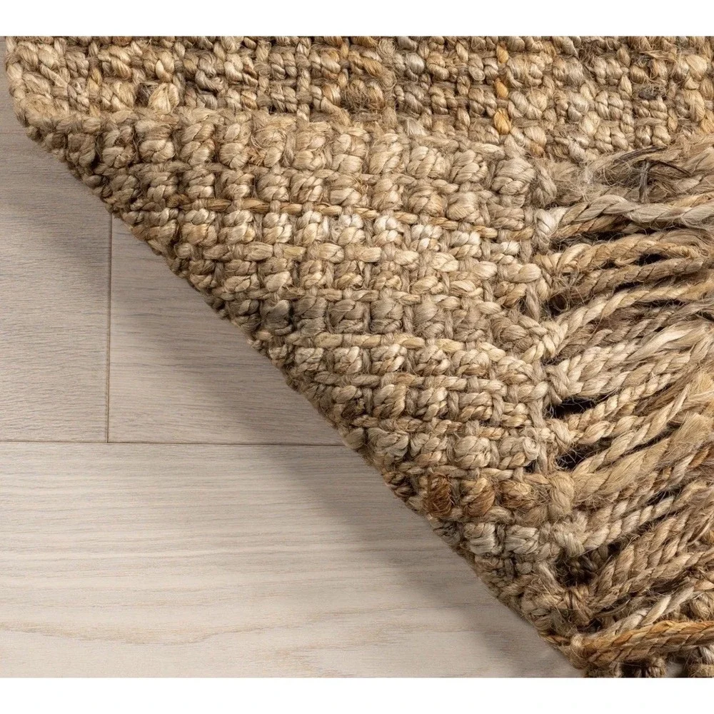 nuLOOM Daniela Natural Jute Area Rug 4x6 Farmhouse Chunky Hand Woven Flatweave